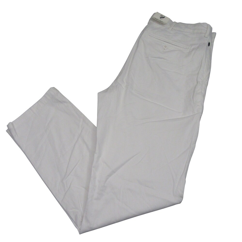 Cremeux Mens Chino Pants 34 X 32 Soho Fit White Stretch Cotton Modal Flat